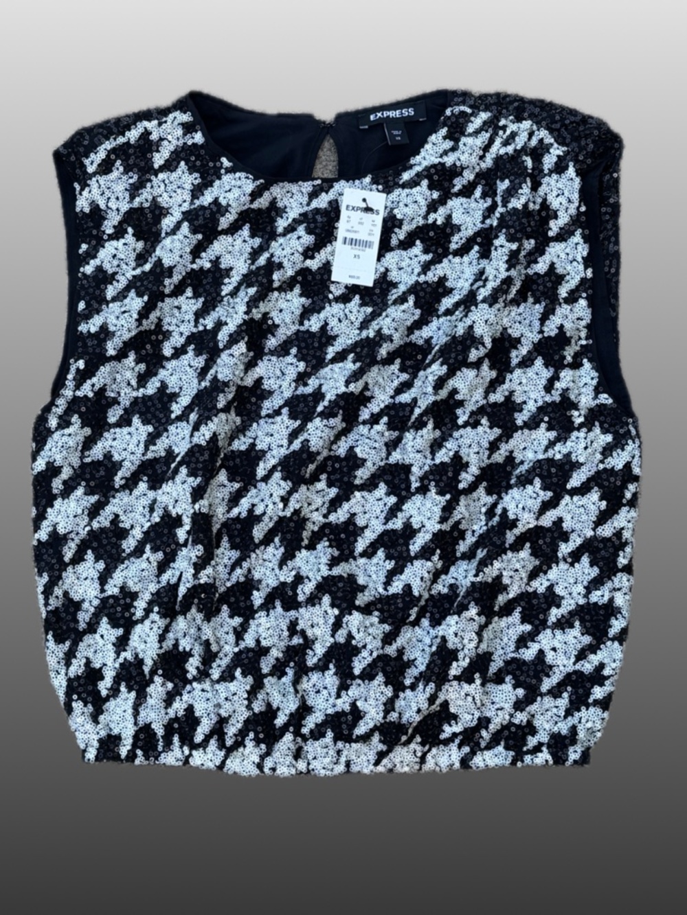 NWT (XS) Express Women's Houndstooth Sequin Top